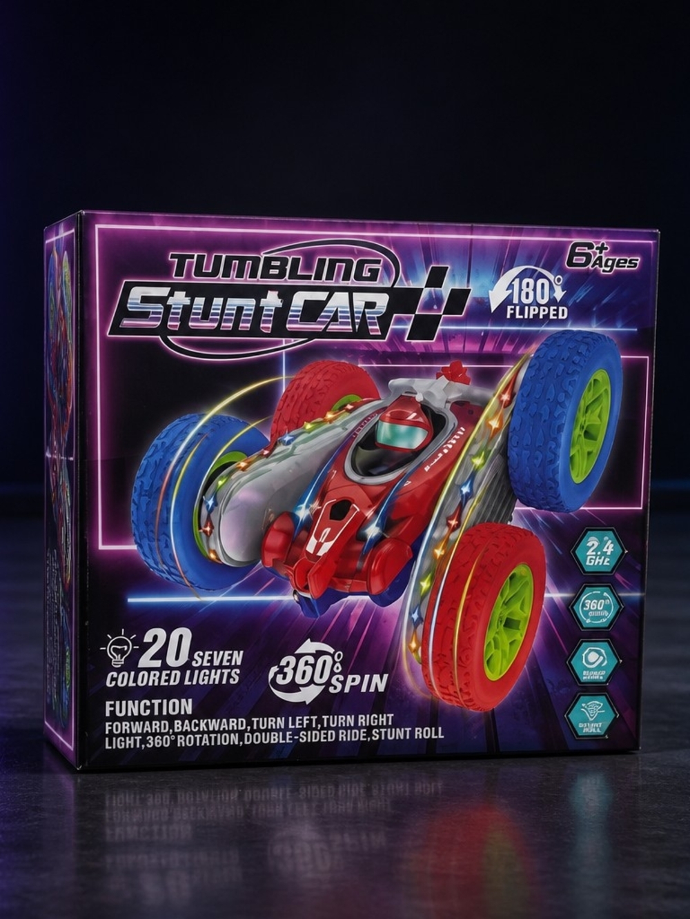 Tumbling Stunt Car Kids Toy - Red, Blue & Green